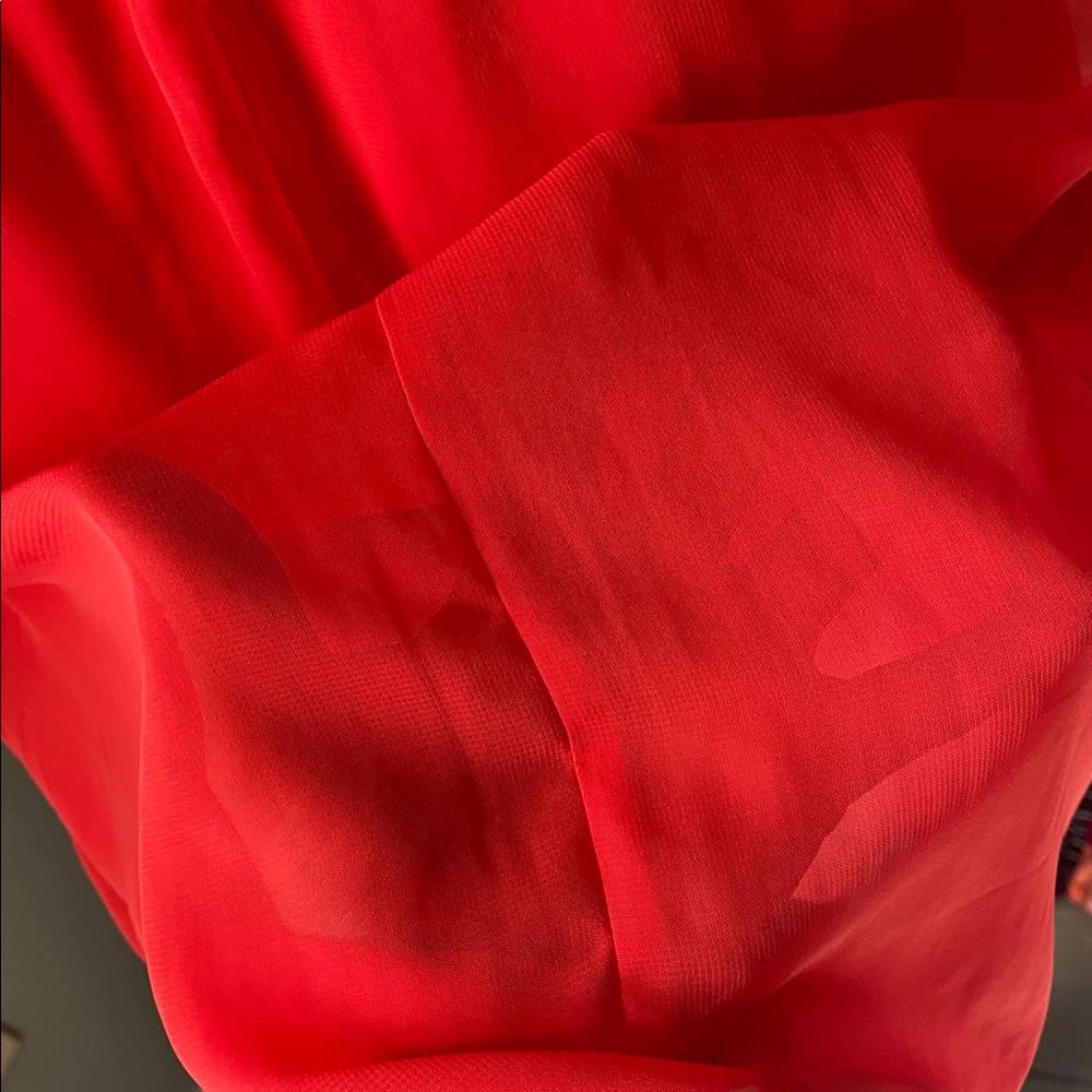 Charming Charlie Vibrant Coral Red Sheer Mini Dress NWTs - Picture 13 of 15